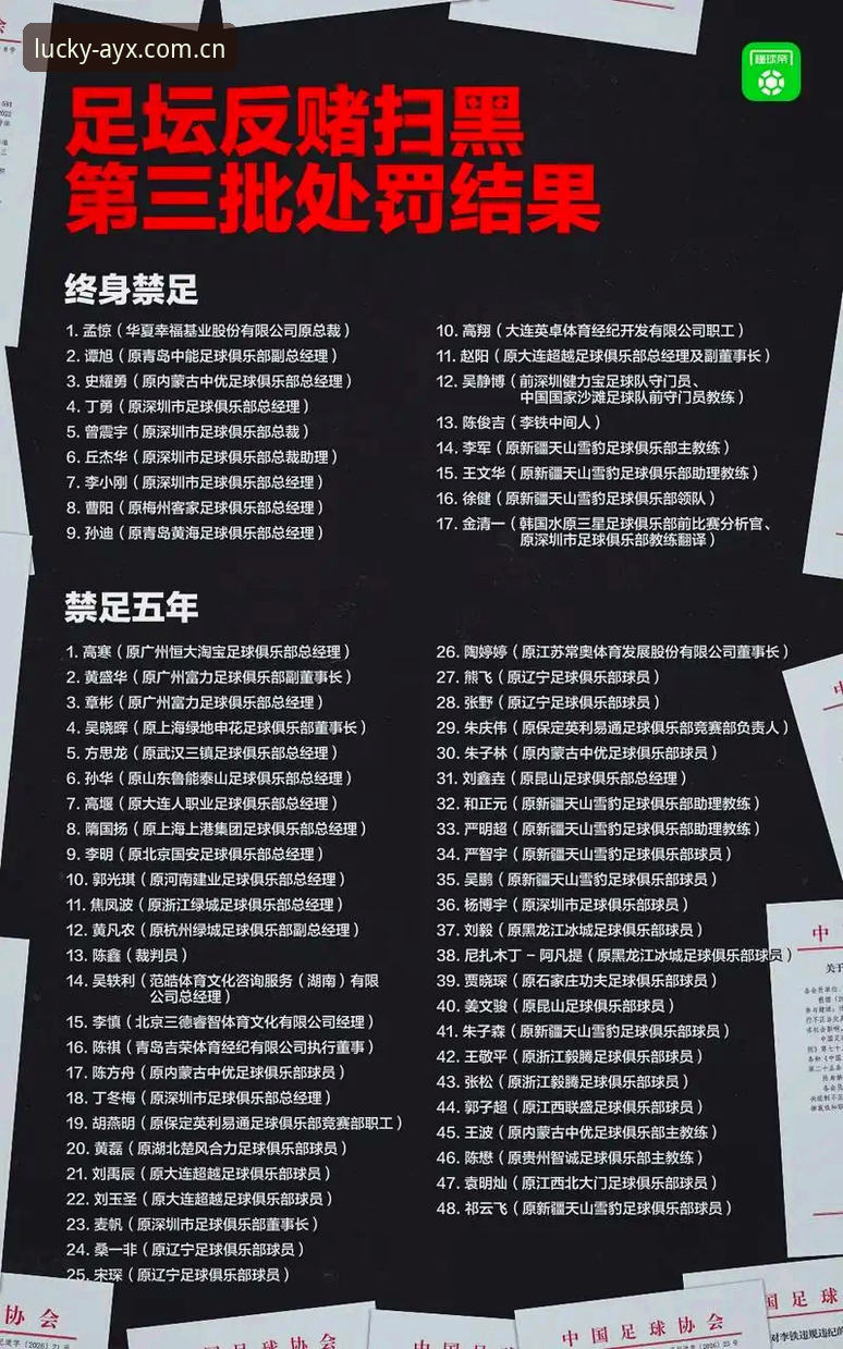爱游戏手机版评测 足协第三批禁足名单深度分析:17人终身禁足、48人五年处罚,爱游戏体育平台资讯页里的治理信号